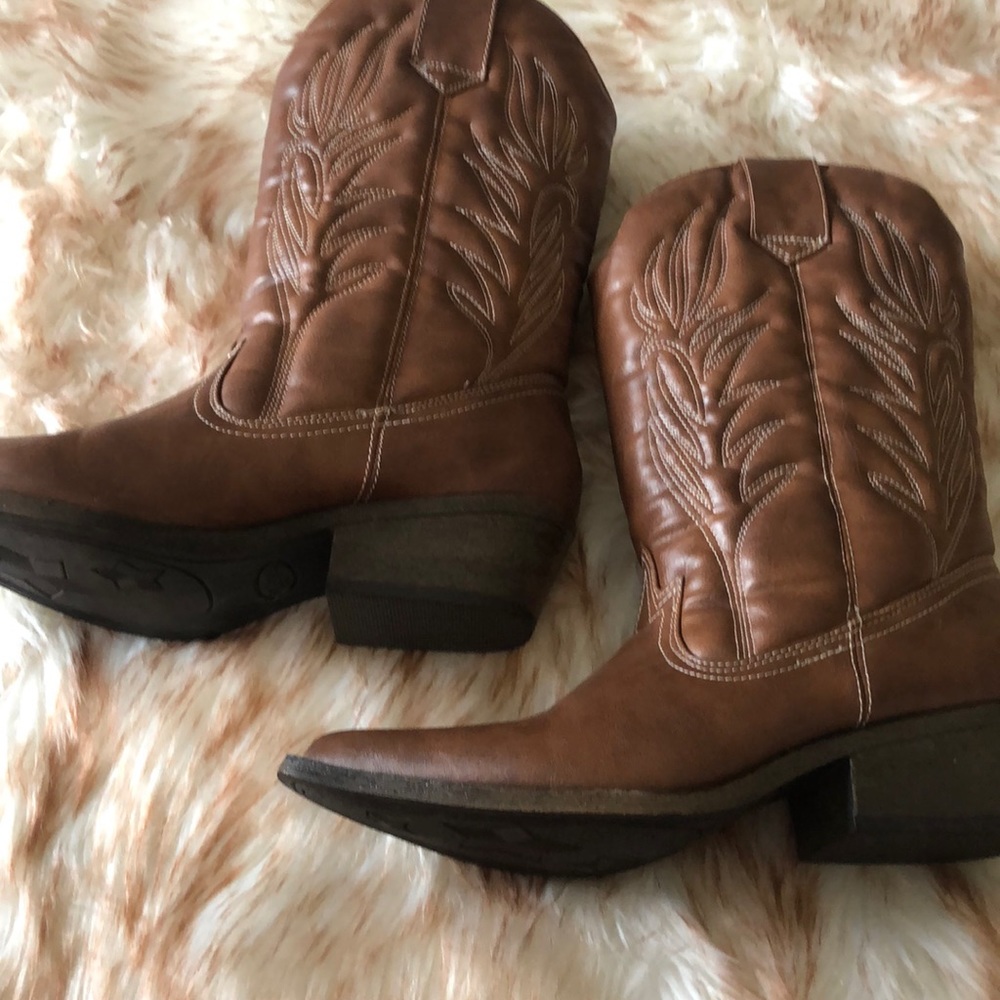 Candies Mid-Calf Cognac Cowboy Boots